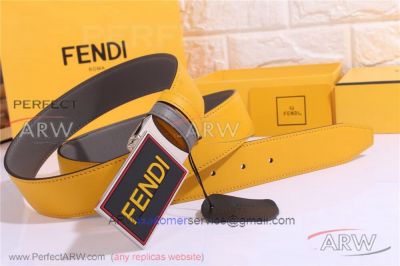 AAA Fake Fendi Reversible Belt - Grey And Yellow Leather